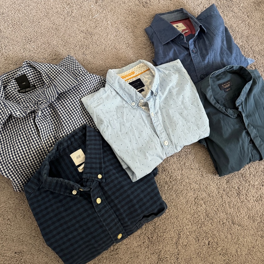 Set of 5 men shirt top button down